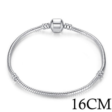 BAMOER 5 Style Silver Color LOVE Snake Chain Bracelet & Bangle 16CM-21CM Pulseras Lobster PA1104 daiiibabyyy